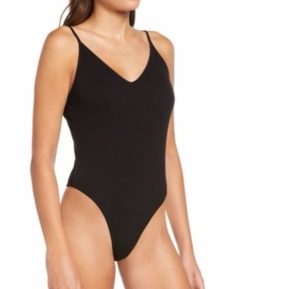 BP. Ribbed V Neck Tank Thong Bodysuit Black Women’s XL NWT - Picture 1 of 6
